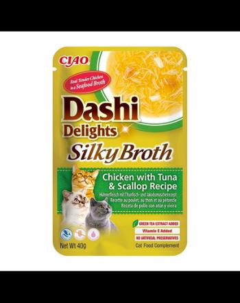 INABA Cat Dashi Delights Silky Broth pui, ton si scoici hrana pisici 40g