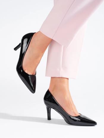 Pantofi interesanți pentru femei negre pe toc stiletto