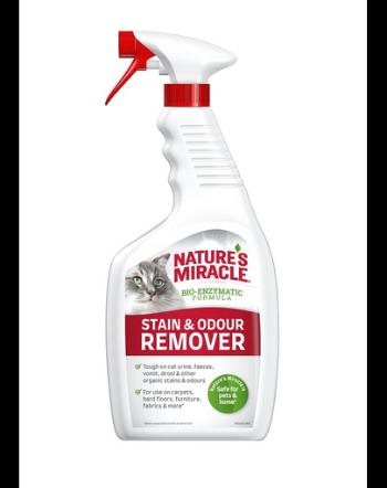 NATURE'S MIRACLE Stain&amp;Odour Remover Cat melon Spray impotriva petelor si mirosurilor pisici, parfum de pepene 946 ml