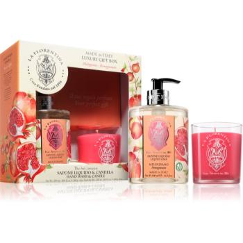 La Florentina Pomegranate Hand Wash and Candle set cadou