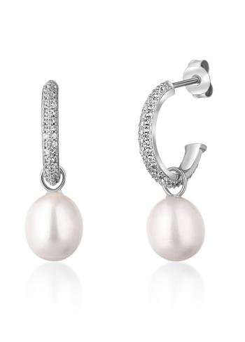 JwL Luxury Pearls Cercei cercuri minunați argintii cu perle autentice 2in1 JL0770