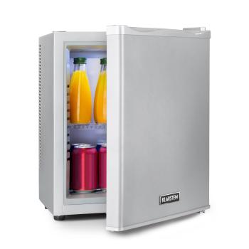 Klarstein Happy Hour 23, minibar, 23 l, 5 - 15 °C, clasa energetică G, silențios, 23 dB, lumină LED, argintiu