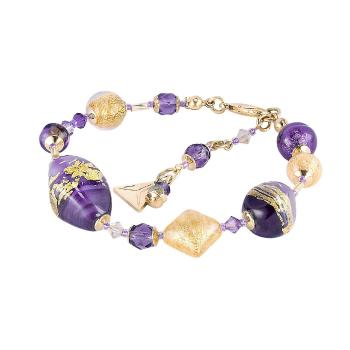 Lampglas Cercei unici Violet Shine cu aur de 24 de carate în perle Lampglas BRO11