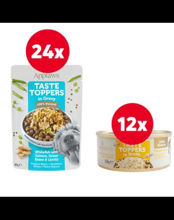 APPLAWS Taste Toppers 24 x 156 g pui, ficat vita si dovleac in sos + 12 x 156 g GRATIS pui in sos