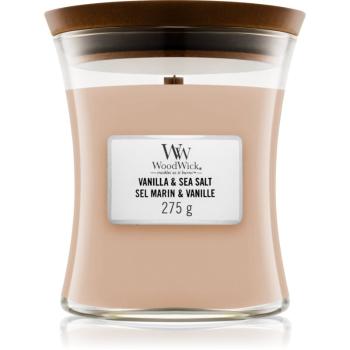 Woodwick Vanilla & Sea Salt lumânare parfumată  cu fitil din lemn 275 g