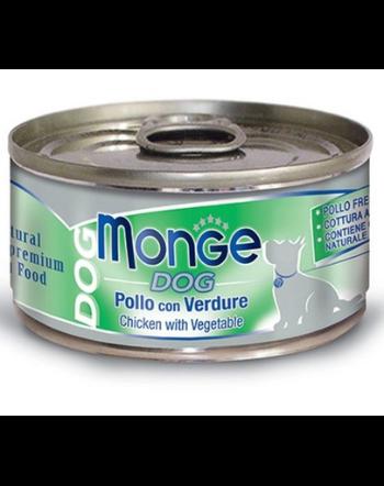 MONGE Natural Dog hrană umedă pentru câini, cu pui și legume 95g