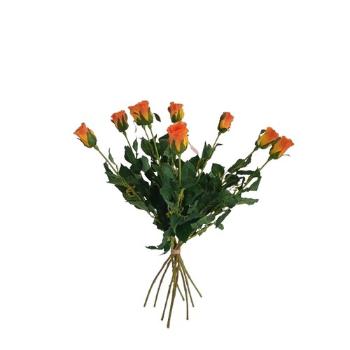 Boboci de flori artificiale Trandafir portocaliu,64 cm, 9 buc