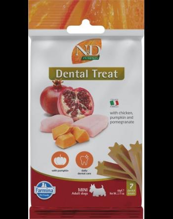 FARMINA N&amp;D Pumpkin Dental Treat Chicken Pomegranate Mini 60 g baton dentar pentru caini de talie mica, pui si dovleac