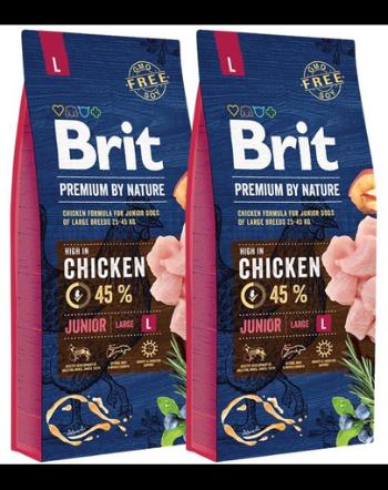 BRIT Premium By Nature Junior Large L hrana uscata caini juniori talie mare, cu pui 30 kg (2 x 15 kg)