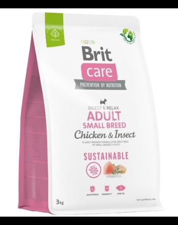 BRIT Care Dog Sustainable Adult Small Breed 3 kg Hrana caini talie mica, cu pui si insecte