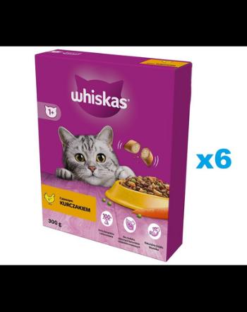 WHISKAS Adult 6x300 g hrana cu pui delicios pentru pisici adulte