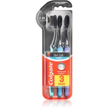 Colgate Slim Soft Active Periuțe de dinți moi cu cărbune activ 3 buc