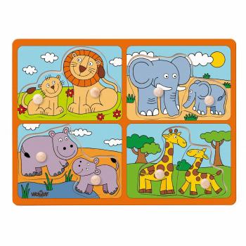 Puzzle Woody pentru cei mici cu mânere Animaleafricane