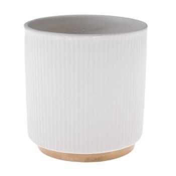Vas ceramic cu bază de bambus alb, 15 x 12 cm