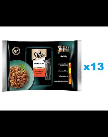 SHEBA Selection mix pliculete 52x85 g in sos cu vita, miel, pui, curcan