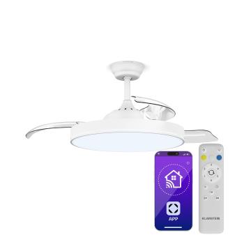 Klarstein AirFold, Ventilator de tavan inteligent, Palete retractabile, Lumină LED dimabilă, Smart