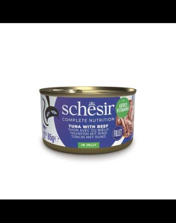 SCHESIR Hrana umeda pisici, Ton cu vita in aspic 85 g