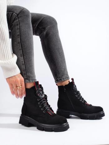 Pantofi cu tocuri negre clasice de lucrător plat pentru femei