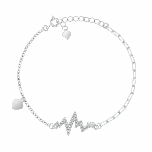 Brilio Silver Brățară din argint Inimă și curbă ECG BRC245W