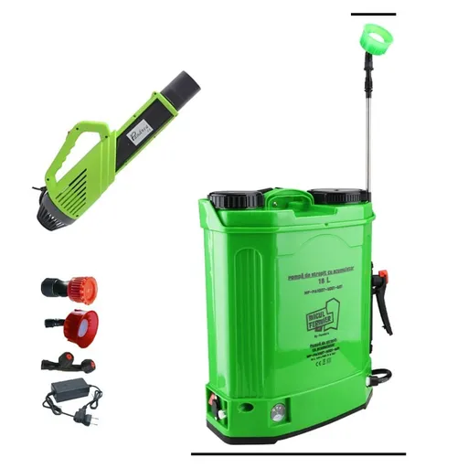 Set Pompa de stropit cu acumulator Micul Fermier by Pandora 10L + Atomizor electric, Vermorel electric