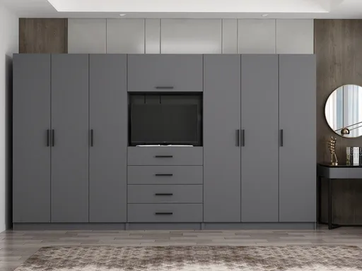 Dulap pentru haine, Hanah Home, Minar Kale, 360x210x52 cm, Antracit