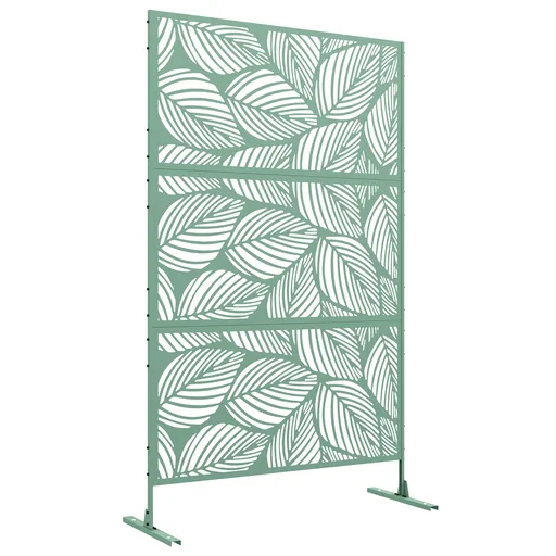 Outsunny Panou paravan de protecție decorativ paravant exterior verde cu model vegetal din metal, 122 x 45 x 198 cm, verde | Aosom Romania