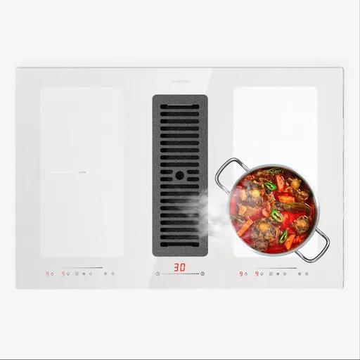 Klarstein Full House 77 Down Air System, aragaz cu inductie + hota, 477 m³/h, clasa de eficienta energetica A