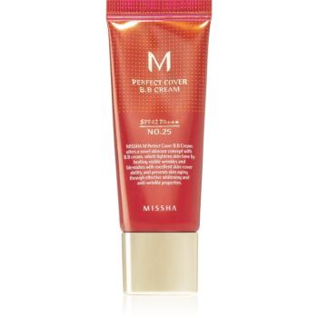 Missha M Perfect Cover crema BB cu protectie ridicata si filtru UV pachet mic culoare No. 25 Warm Beige SPF 42/PA+++ 20 ml