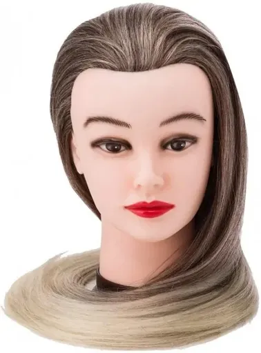 Manechin cu Par Colorat pentru Tuns si Impletit, Elsa H1-6L, 50% Natural, 70 cm+ Suport de Prindere