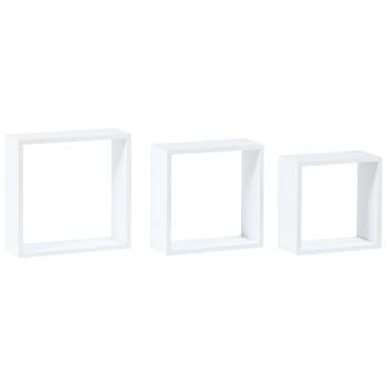 Etajeră de perete alb, set 3 buc., alb