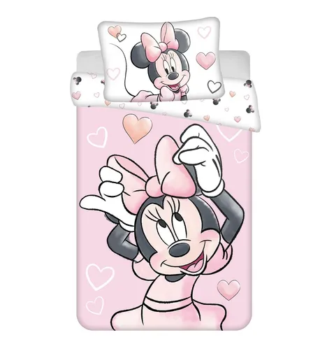 Jerry Fabrics Lenjerie de pat din bumbac pentru copii Minnie Blush Pink