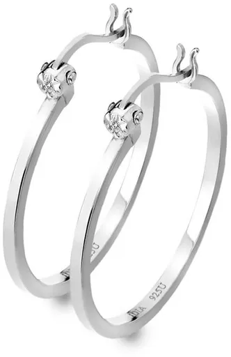 Hot Diamonds Cercei rotunzi din argint cu diamante Hoops DE625