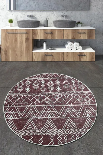 Covoras de baie, L'essentiel Maison, Straordinario Djt, Roșu Claret / Alb