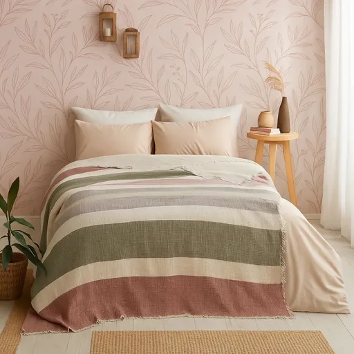 Cuvertură de pat King, L'essentiel Maison, Muslin, Bumbac , Multicolor