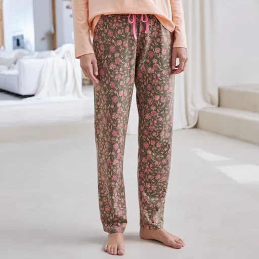 Pantaloni lungi de pijama cu imprimeu floral Bohème
