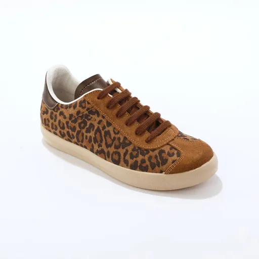 Teniși vintage din piele cu imprimeu leopard