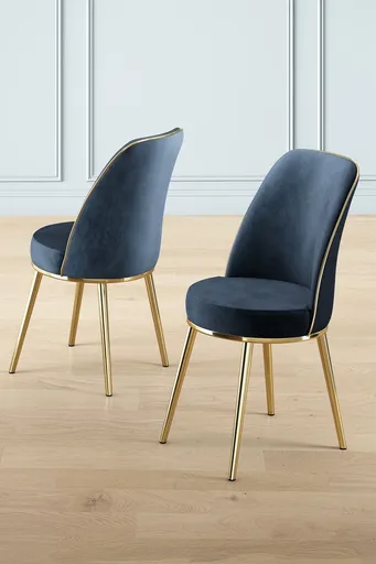 Set scaune 6 piese, Hanah Home, Pefa, Antracit / Aur