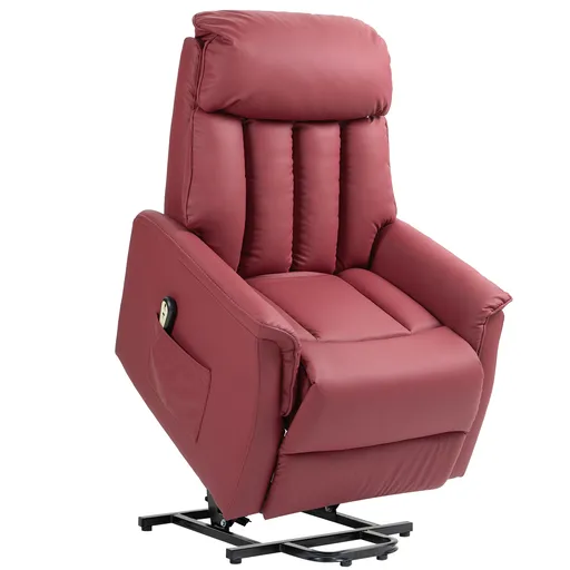 HOMCOM Fotoliu Electric cu Ridicare, Reclinabil la 145° din Piele Ecologică PU cu Telecomandă, 80x94x104 cm, Roșu | Aosom Romania
