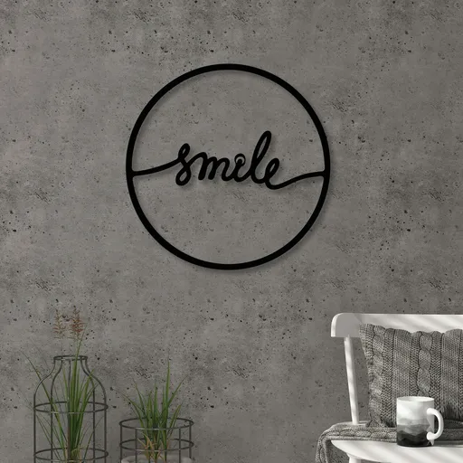Decoratiune de perete, Smile, Dimensiune: 40 x 40 cm, Negru