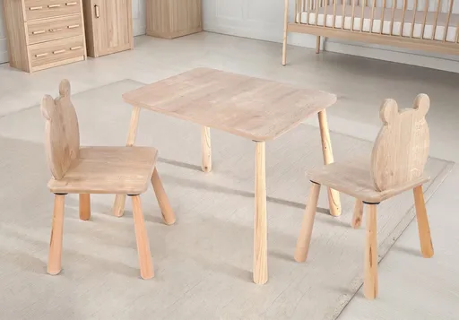 Set masa si scaun pentru copii, Hanah Home, BLTYZ-AKTV063-1, Stejar