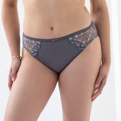 Chiloți midi Oliena, set de 2, microfibră și tul brodat