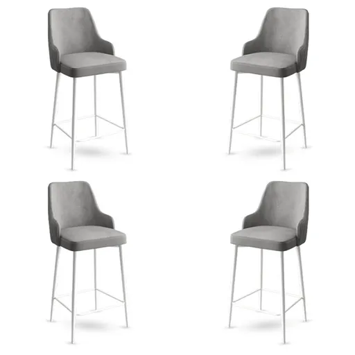 Set scaune  de bar 4 piese, Hanah Home, Enox, Gri/Alb