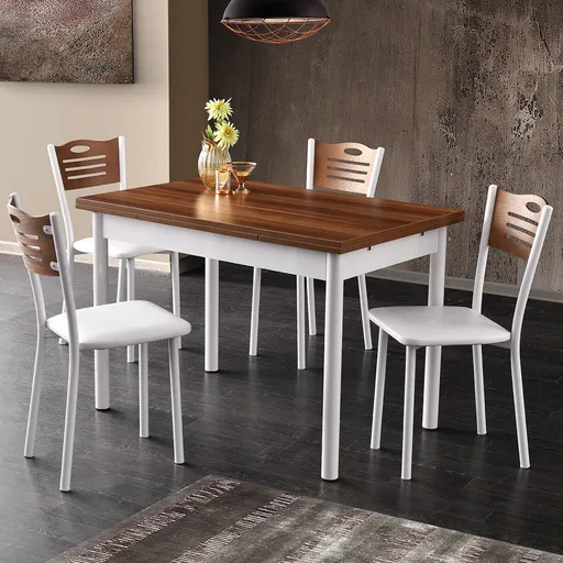 Masă de sufragerie Polo Walnut White, naturală