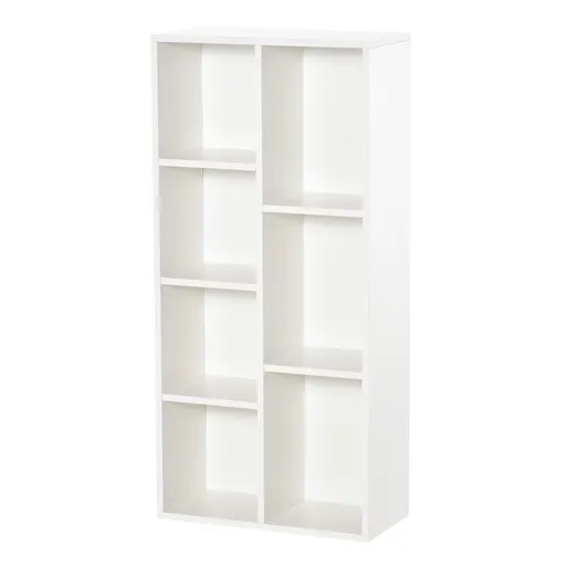 HOMCOM Bibliotecă din Lem Stil Vintage Cubica cu 7 Suporturi Diferite din MDF pentru Casă și Birou, 50x24x106 cm, Alb | Aosom Romania