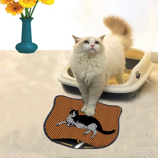 Covoras litiera pentru colectarea granulelor de nisip, Paws & Whiskers, Kdkafa0014, 50% PVC/50% poliester, Multicolor