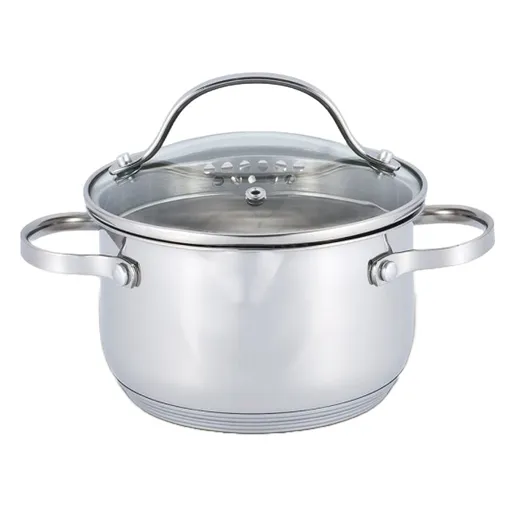 Oala cu margine si guri pentru lichid Voltz V51210D16, 16 cm, 1.9 L, Inductie, Inox
