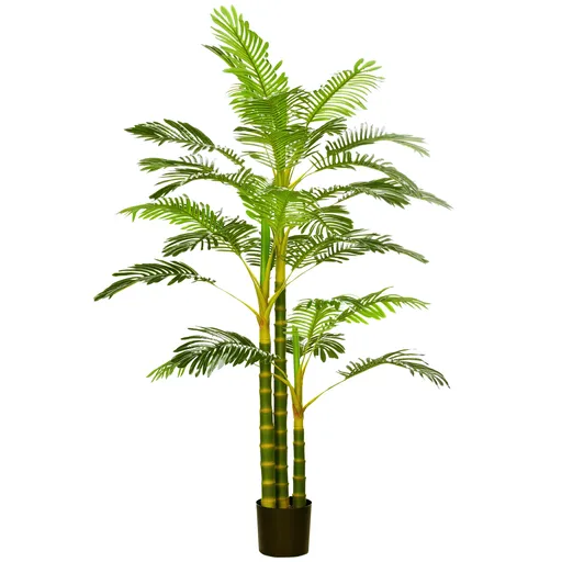 HOMCOM Palmier areca artificiel arbre artificiel hauteur 190 cm cu 30 de frunze mari din plastic și ghiveci inclus | Aosom Romania