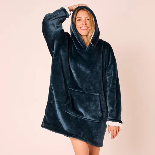 Hanorac maxi călduros cu glugă și căptușeală sherpa