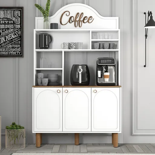 Dulap de bar pentru cafea, Hanah Home, Bohem 860, 120x203x35 cm, Alb