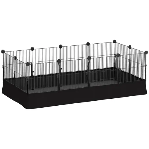 PawHut Tarc de joacă, tarc cu 12 panouri, tarc pentru animale mici, iepuri, porcușori de Guineea, 120x60x40 cm, Negru | Aosom Romania